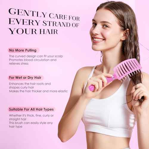 Bsisme Hair Brush, Professional Curved Vented Brush for Faster Blow Drying, Detangler & Frizz-Free on Curly Wet Thick Fine Hair for Women Men Kids