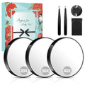 MIYADIVA 3-Piece Magnifying Makeup Mirror Set with Tweezers