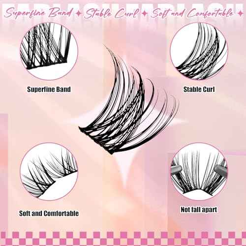 FADLASH Lash Clusters Wispy Eyelash Clusters D Curl 8-16mm Cluster Eyelash Extensions 168Pcs Individual Natural Lashes with Black Thin Band Soft and Reusable (GS49, 8-16mm)