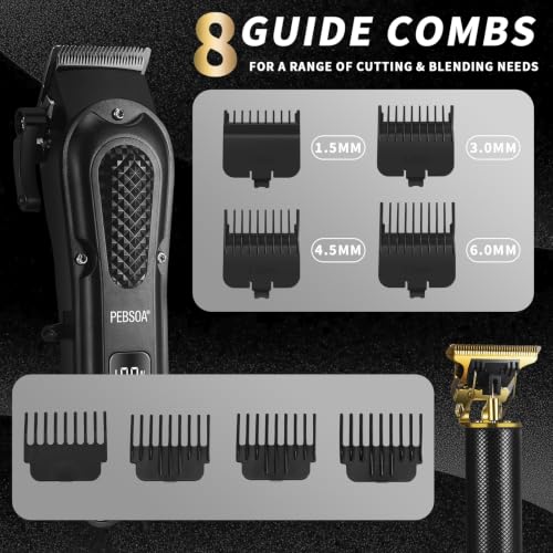 Pebsoa Cordless Hair Clippers & Trimmer Kit with Nose & Detail Blade