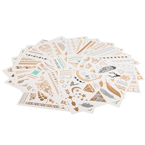 Metallic Temporary Tattoos - 30 Sheets Gold Silver