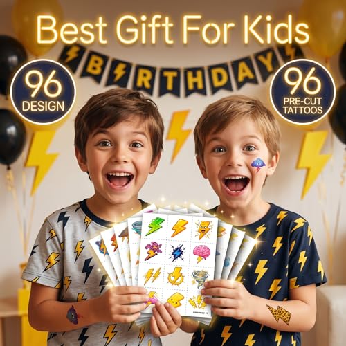 96 PCS Electric Bolt Temporary Tattoos for Kids