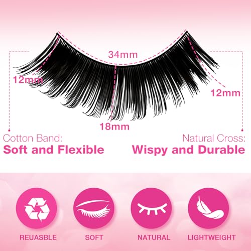 D-Curl Wispy False Eyelashes - 10 Pairs for Natural Volume