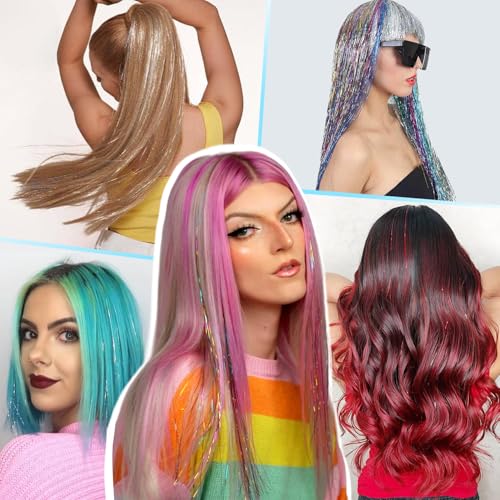 Hair Tinsel Kit 20 Colors - 8000 Strands 48 Inch with Tools