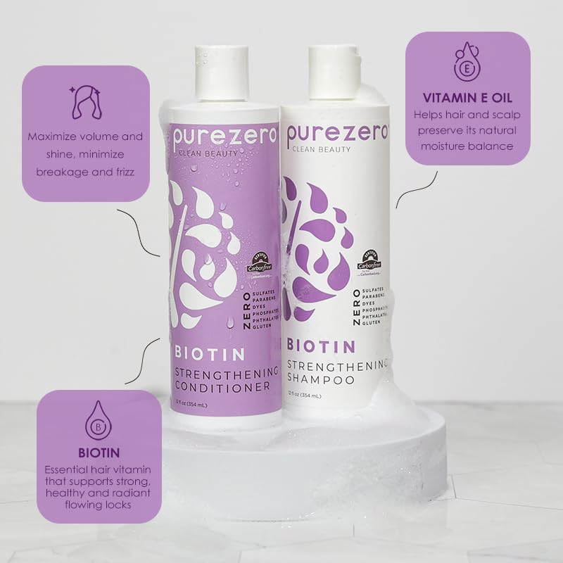 Purezero Biotin Shampoo & Conditioner Set - Volumizing Hair