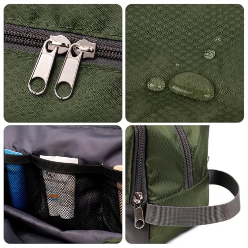 WANDF Army Green Medium Travel Dopp Kit for Men – Compact Toiletry Bag
