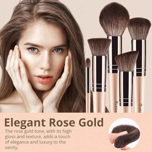 BEAKEY 12pcs Vegan Makeup Brush Set Soft high-density Taklon fibers,durable birch handles,zero shedding,easy to clean,perfect for creating any look