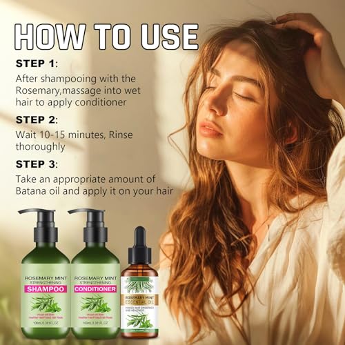 Rosemary Mint Shampoo & Conditioner Set for Strengthening Hair
