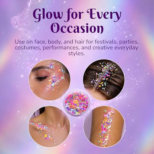Art Factory UV Reactive Body Glitter Gel - Pearl Pastel for Face, Hair & Body
