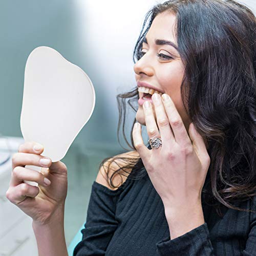 Jetec Tooth Shaped Handheld Mirror 2-Pack, 9.6" Portable Cosmetic Mirror with Handle