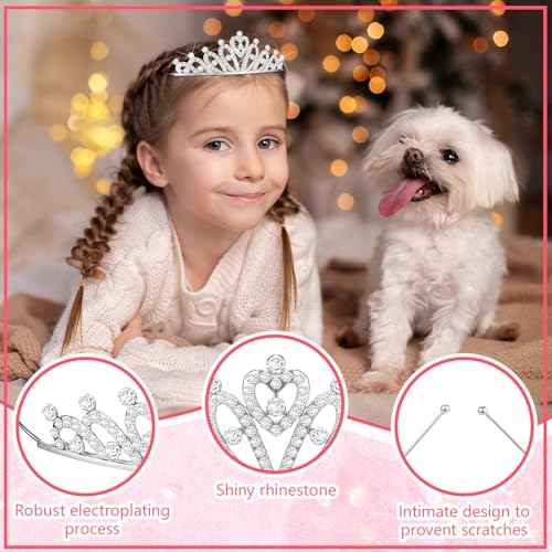 Tondiamo 50 Pcs Tiaras Bulk for Girls Princess Crown Rhinestone Tiaras Bendable Adjustable Headband for Kid Hair Accessory