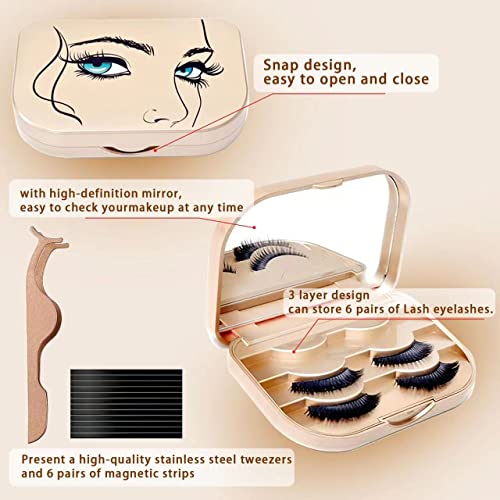 Eyelash Storage Case with Mirror and Tweezers - Gold
