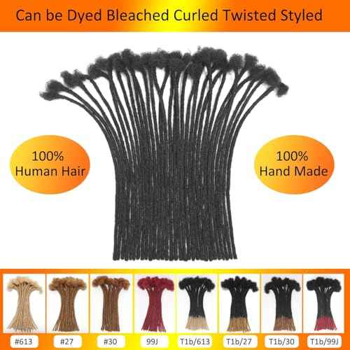 6 Inch Loc Extensions Human Hair Dreadlock Extensions Human Hair Loc Extensions Dreads Extensions for Men Women Kids 0.4 cm 60 Strands Real Human Hair Locs 1B Natural Black Handmade Permanent Locs