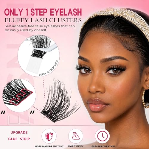 Self-Adhesive Eyelash Clusters 10-18mm Fluffy Mink Lashes