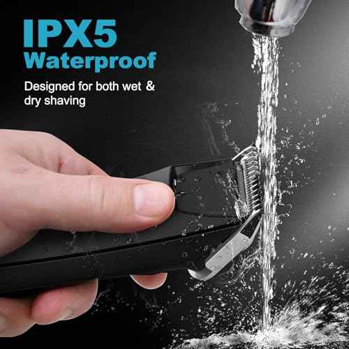 Body Hair Trimmer for Men Pubic Hair Trimmer, Waterproof Cordless Ball Groin Trimme Men with Ceramic Blade, Rechargeable Body Shaver Groomer with Standing Recharge Dock