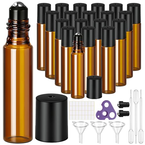 Essential Oil Roller Bottles 10ML Glass Amber 20-Pack