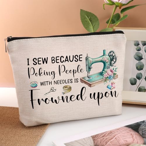 Sewing Gifts Makeup Bag for Sewing Lovers Quilting Gifts for Quilters Hostess Gift Ideas for Women Mother Grandma Christmas Birthday Travel Zipper Pouch