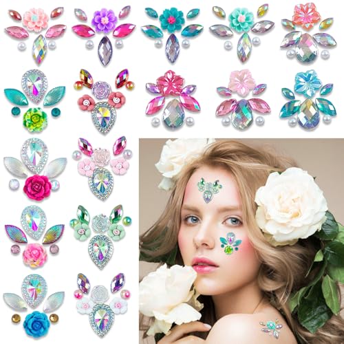 Face Gems Rhinestone Stickers Self-Adhesive Forehead Decals