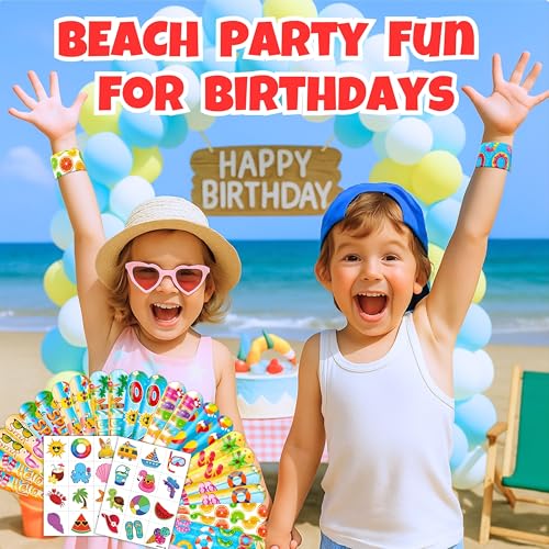 Beach Party Favors 48PC Set – Tattoos & Slap Bracelets