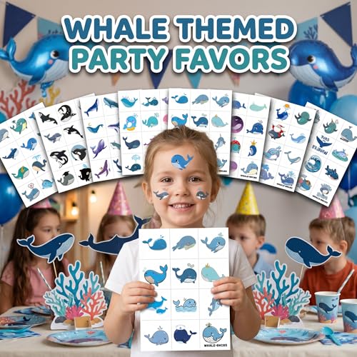 96 Whale Temporary Tattoos Ocean Sea Animals Party Favors