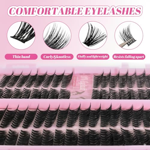 DIY Eyelash Extension Kit - 560 Pcs Natural Cluster Lashes 9-16mm