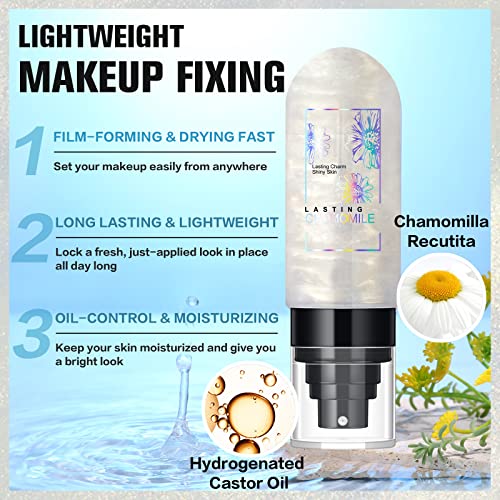 Dewy Makeup Setting Spray Shimmer Glow Finish Hydrating Illuminating Finishing Spray for face Lightweight Long Lasting Make Up Fixing Hydrate Skin for a Bright Look 3.15 Fl Oz