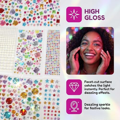 3521 Self-Adhesive Craft Jewels & Gems Stickers, 12 Sheets
