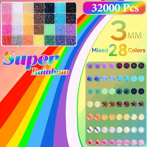 32000Pcs Rhinestones Bedazzling Kit with Tools & 3mm Gems