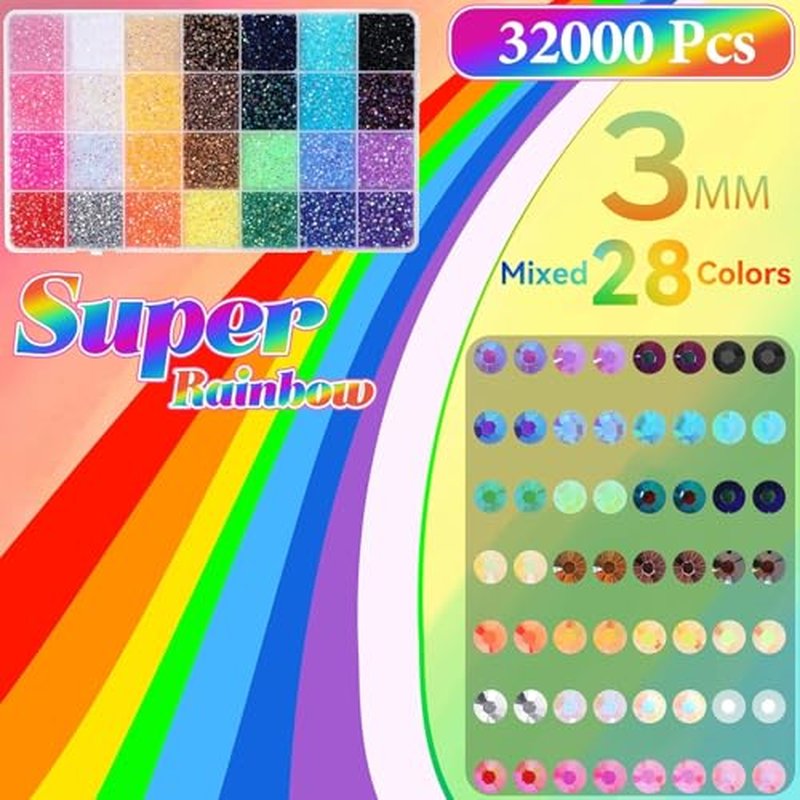 32000Pcs Rhinestones Bedazzling Kit with Tools & 3mm Gems