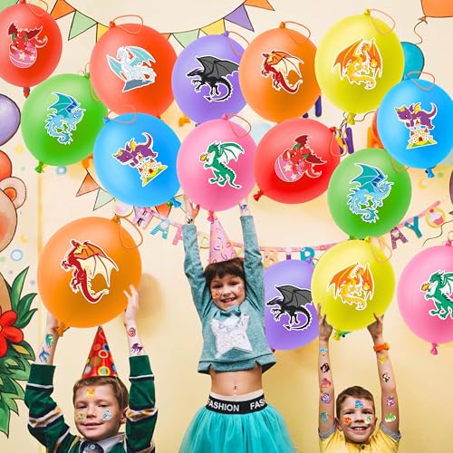 Dragon Party Favors Set - 48 Tattoos & 24 Punch Balloons
