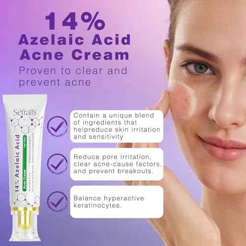 14% Azelaic Acid Acne Cream, Premium Azelaic Acid Facial Cream - Redness Relief For Face, Redness Reducing Skin Care, Prevents Acne Breakouts, Ease Pimple Clarify Skin Soothe Irritation,1 Oz