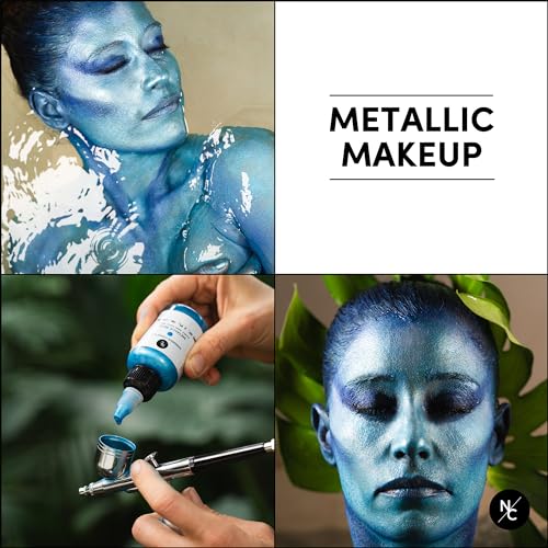 Narrative Cosmetics Metallic Alcohol Airbrush Paints - 2 fl oz, Skin Safe, Quick Dry, Waterproof, Sweatproof, Transferproof Liquid Makeup for Bodypainting, Theater, FX Makeup - Metallic Bronze