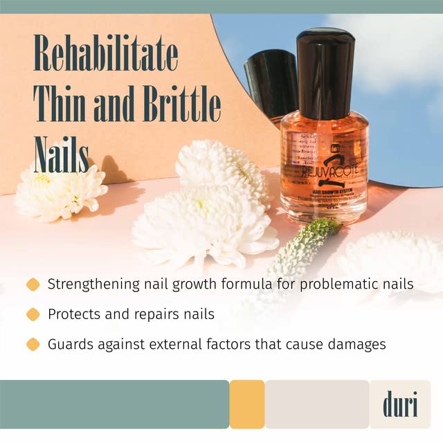 Duri Rejuvacote 2 Nail Growth System Sensitive Formula - Nail Hardener and Strengthener for Brittle, Breaking, Splitting Nail Repair - 0.45 Fl Oz (Pack of 3)