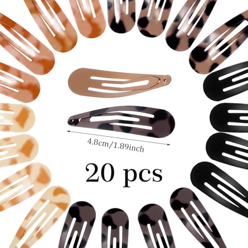 20-Pack Metal No-Slip Mini Hair Clips for Women & Girls - Matte Finish, 1.89 Inch