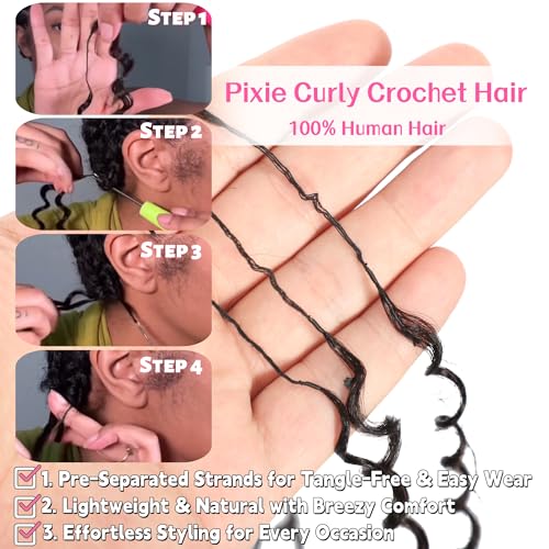 100% Human Hair Crochet Extensions Knotless 16 Inch