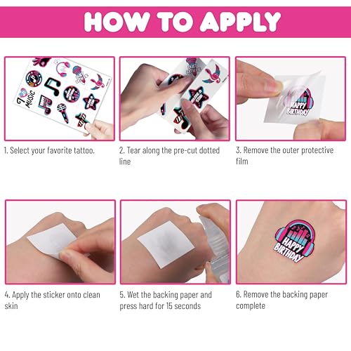 120 PCS Music Notes Temporary Tattoos for Kids