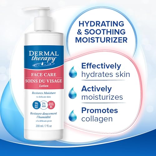 Dermal Therapy Face Moisturizer Lotion - 1% Urea & 2% AHAs - Intensely Hydrates & Soothes Dry, Sensitive, Aging Skin, Eczema, Rosacea - Fragrance-Free - 7 fl oz / 200 ml