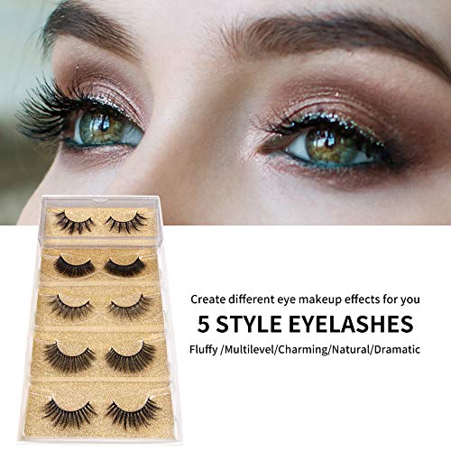 DYSILK Mink Lashes Fluffy Eyelashes - 5 Pairs 6D Lashes False Eyelashes