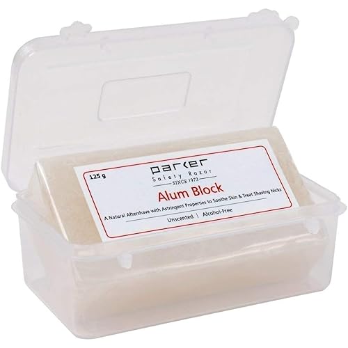 Parker Large Alum Block with Travel Case (125 g./4.4 oz.) - A Natural Aftershave with Antiseptic Properties - an Essential Item for Every Wet Shaver