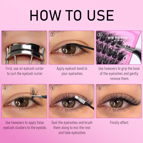 240Pcs D Curl Fluffy Lash Clusters 14-20mm DIY Extension Kit