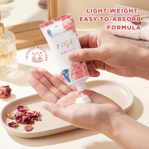 BODY & EARTH Rose Spa Gift Set - 5-Pc Bath & Body Kit for Women