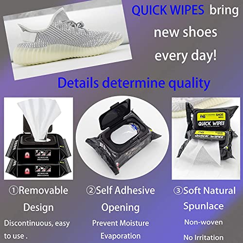 Mygezi 2 Pack Shoe Wipes Cleaner - 60 Disposable Quick Wipes for Dirt & Stains