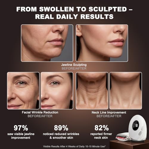 VEZURZO 2-in-1 Heated Gua Sha Facial Massager for Jaw & Skin Toning
