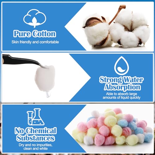 500 Pcs Colored Cotton Balls - Soft Natural Cotton for Makeup & Nail Removal