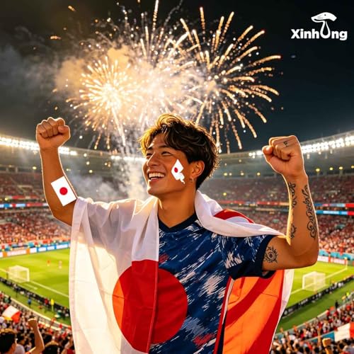 Japan Flag Temporary Tattoos - 40 Pcs Waterproof Face Stickers