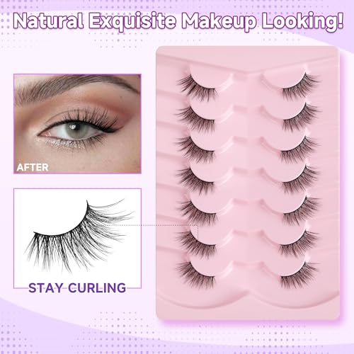 Half Lashes Cat Eye 14mm Wispy 3D Volume - 7 Pairs