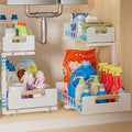 Delamu Under Sink Organizer 2-Tier Pull Out Shelf, White