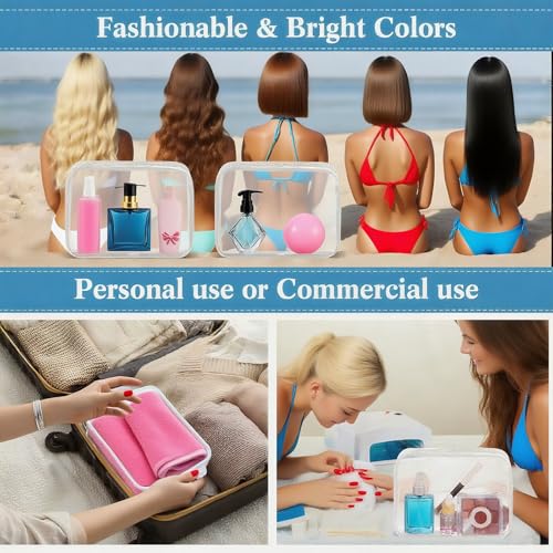100 Pcs Clear Makeup Bags Bulk Easter Basket Gifts Tsa Approved Toiletry Bag for Travel Transparent Cosmetic Bag PVC Waterproof Travel Small Pouches with Zipper for Men and Women (Black)