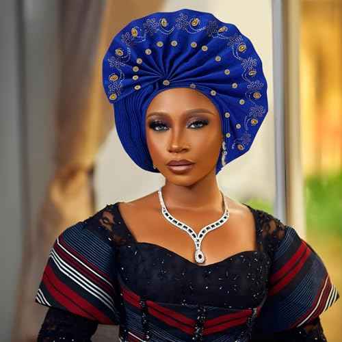 Nigerian beaded headwear Exquisite handmade African fan-shaped women's headscarf,suitable for weddings and special occasions