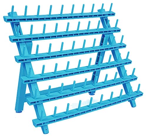 Foldable 60 Spool Braiding Hair Rack - Turquoise
